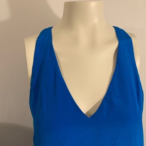 Lavendar Brown Womens Tank Top Blue Silk V Neck Racerback Size Small - Picture 12 of 13